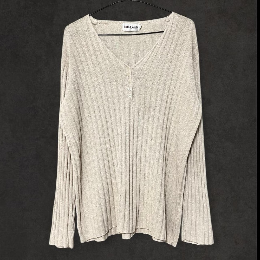 Vintage 90s 100% Silk Knit Long Sleeve / Sweater Top Henley